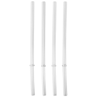Straws, Clear Plastic, 4 Pack