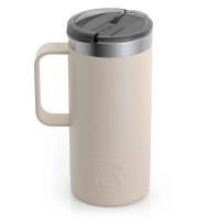 RTIC 16oz Travel Mug, Beach, Matte, Stainless Steel & Vacuum Insulated, Flip-Top Lid