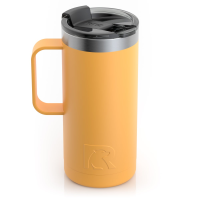 RTIC 16oz Travel Mug, Amber, Matte, Stainless Steel & Vacuum Insulated, Flip-Top Lid, Case of 24
