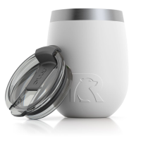 RTIC 10oz Wine Tumbler, White, Matte, Stainless Steel & Vacuum Insulated, Flip-Top Lid, Case of 24