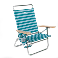 RTIC Beach Chair, Padre Island, Solid wood arm rests with a built-in carrying handle and four adjustable reclining options
