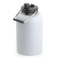 RTIC One Gallon Jug, White, Matte, Stainless Steel & Vacuum Insulated, Flip-Top Lid, Case of 9