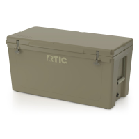 145 QT Ultra-Tough Cooler, Olive, Heavy Duty Rope Handles, T-Latch Closure