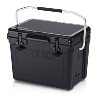 20 QT Ultra-Tough Cooler, Black, Heavy Duty Stainless Steel Handle, T-Latch Closure