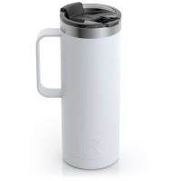RTIC 20oz Travel Mug, White, Matte, Stainless Steel & Vacuum Insulated, Flip-Top Lid, Case of 24