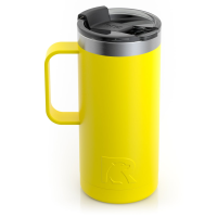 RTIC 16oz Travel Mug, Sunflower, Matte, Stainless Steel & Vacuum Insulated, Flip-Top Lid, Case of 24