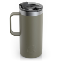 RTIC 16oz Travel Mug, Olive, Matte, Stainless Steel & Vacuum Insulated, Flip-Top Lid, Case of 24