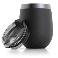 RTIC 10oz Wine Tumbler, Black, Matte, Stainless Steel & Vacuum Insulated, Flip-Top Lid, Case of 24