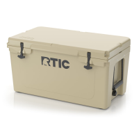 65 QT Ultra-Tough Cooler, Tan, Heavy Duty Rope Handles, T-Latch Closure
