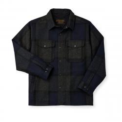 Filson Lined Mackinaw Wool Jac-Shirt Navy/Charcoal Plaid Size Large Long