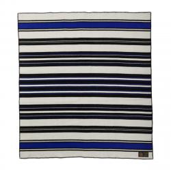 Filson High Plains Throw Blanket Natural Black Blue Stripe