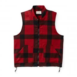 Filson Mackinaw Wool Vest Liner Red/Black Plaid Size XL