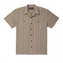 Filson Chambray Short Sleeve Camp Shirt Stone/Ochre Mini Check Size Medium