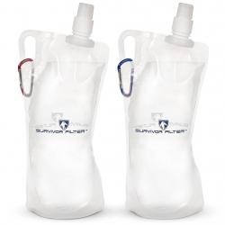 Survivor Canteens - Collapsible Water Bottles&comma; Canteens 2 Pack