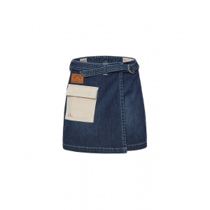 Logo Denim Skirt with Cargo Pocket