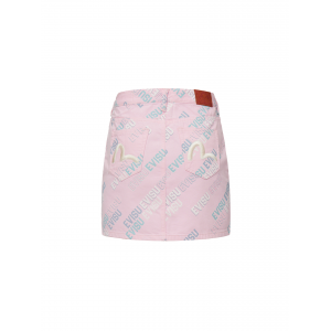 Allover Logo Print Denim Mini Skirt