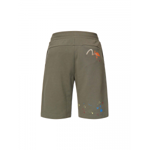 Seagull Embroidery Paint-splattered Sweat Shorts