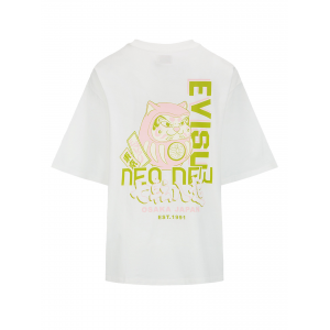 Fortune Cat Daruma and Proverb Print T-Shirt