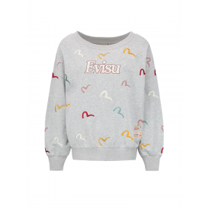 Allover Multi-color Seagull Embroidery Sweatshirt