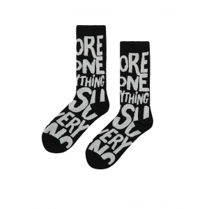 Allover Graffiti Slogan Jacquard Long Socks