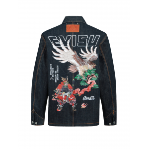 Eagle and Samurai Embroidery Retro Denim Jacket