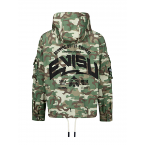 Allover Camouflage-pattern Hooded Jacket