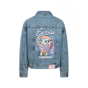 Daruma Applique Loose Fit Denim Jacket