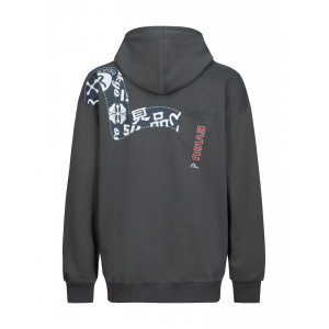 Seagull Print and Logo Embroidery Loose Fit Hoodie