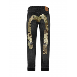 Camouflage Brushstroke Daicock Print Distressed Carrot Fit Jeans #2017