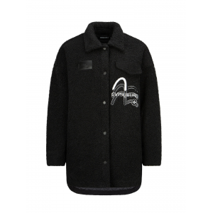 Triple Seagull Embroidered Light-padded Sherpa Fleece Shirt Jacket