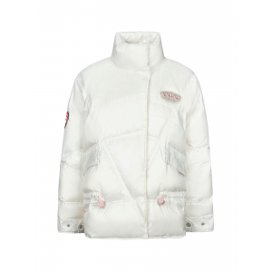 Logo and Daruma Heart Embroidered Badges Fashion Fit Down Jacket