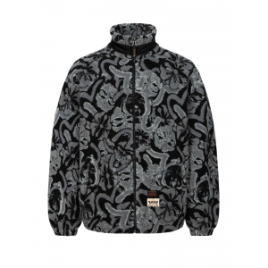 Allover Seagull and Kamon Jacquard Loose Fit Sherpa Jacket
