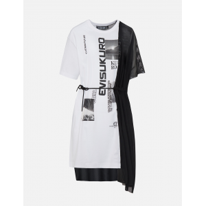 Mesh and Jersey Hybrid T-shirt Dress