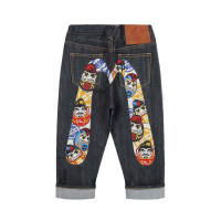 Daruma-pattern Daicock Regular Fit Denim Jeans
