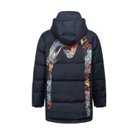 Dragon Motif Daicock Embroidery Reactive Denim Down Coat