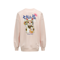 Fortune Cat and Daruma Print Sweatshirt