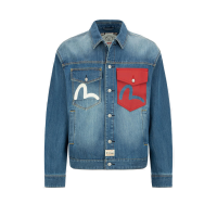 Fortune Cat and Daruma Embroidery Denim Jacket