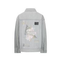 Floral and Brocade Motifs Embroidery Denim Jacket