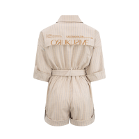 Stripe-pattern Belted Jumpsuit