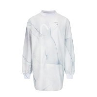 Mock Neck Marble-pattern Print Dress