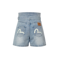 Seagull Print Paper Bag Denim Shorts