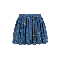 Allover Discharged Kamon Denim Skirt