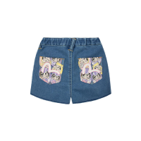 Daruma Buddies Print Pocket Denim Skort