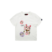 Fortune Cat and Daruma Print T-shirt