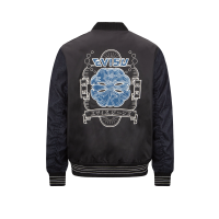 Japanese-pattern Kamon Applique Padded Bomber Jacket