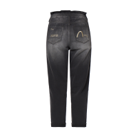 Logo Embroidered Cropped Paper Bag Jeans