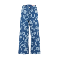Allover Text Discharge Print Loose-Fit Jeans