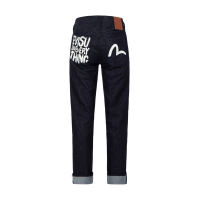 Brand Motto and Seagull Print Slim-Fit Jeans #2010