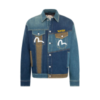 Deconstruction Fabric Blocking Denim Jacket