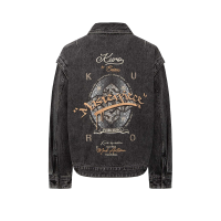 Graffiti Effect Slogan Print Oversized Denim Jacket